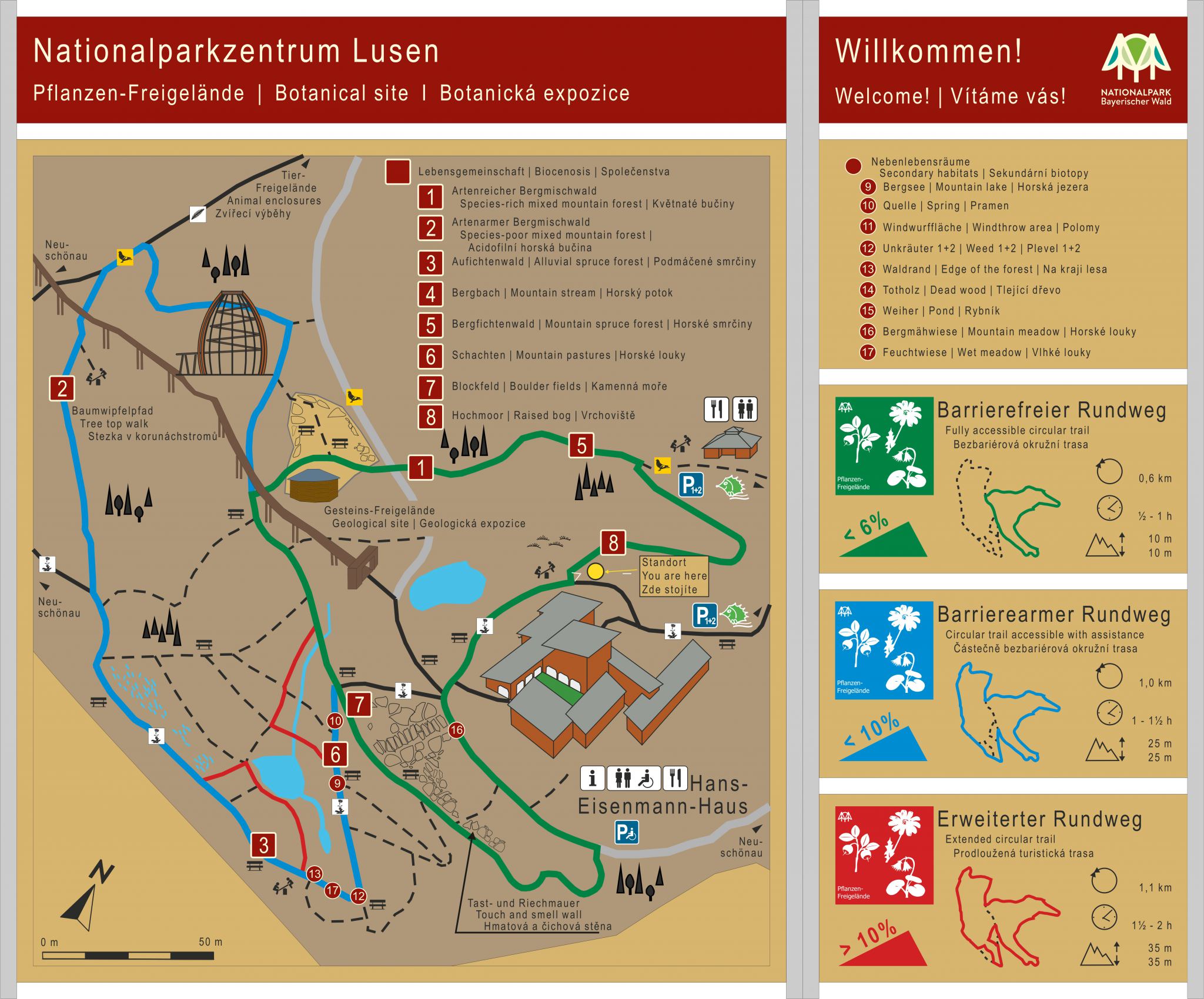 Pflanzen- und Gesteins-Freigelände (Rundweg) im Nationalparkzentrum Lusen