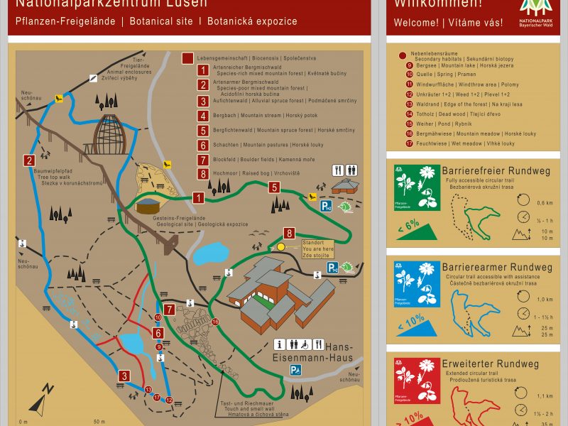 Pflanzen- und Gesteins-Freigelände (Rundweg) im Nationalparkzentrum Lusen