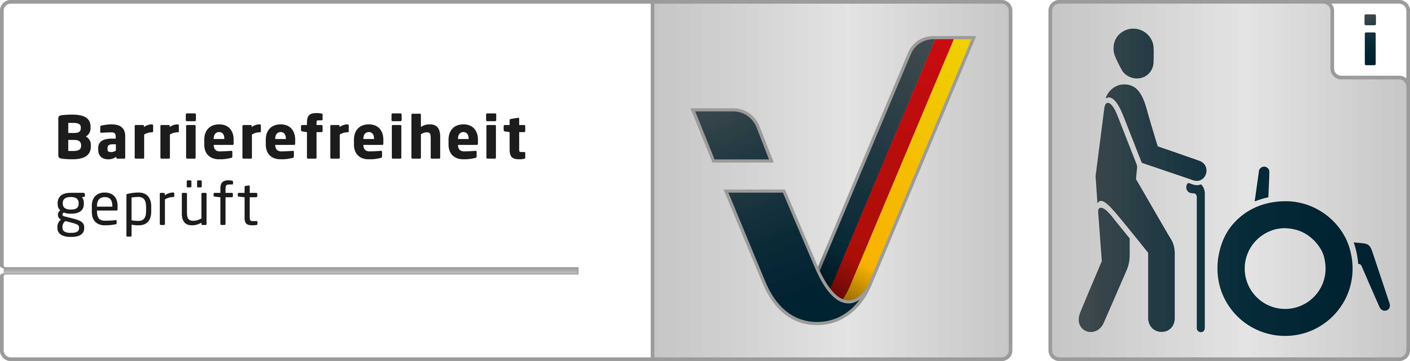 Kennzeichnung „Barrierefreiheit geprüft: teilweise barrierefrei für Menschen mit Gehbehinderung“ Kennzeichnung „Barrierefreiheit geprüft: teilweise barrierefrei für Menschen mit Gehbehinderung“